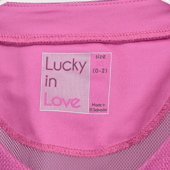 LUCKY IN LOVE Womens Goddess Mesh Top Size XS‎ Passion Pink Sheer Layering Shirt - Picture 6 of 11